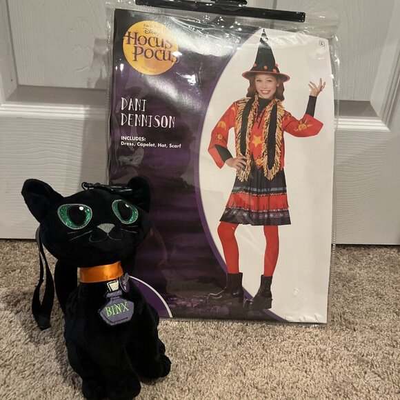 NWT Disney Hocus Pocus Dani Dennison Witch Costume w/ Plush Binx SMALL/S 4/6